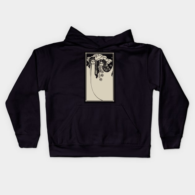 Art Nouveau Ladies (cream on black) Kids Hoodie by Soth Studio